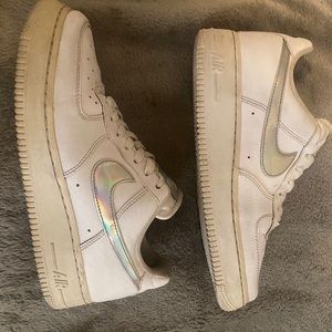 Airforce 1 White Size 8 US Silver Reflective Swoosh